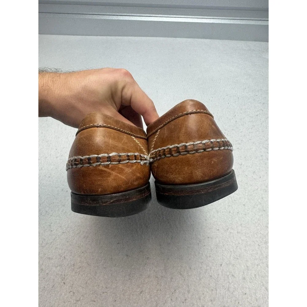 Vintage Johnston & Murphy Passport Shoes Mens Size 10.5 M Brown Leather Woven